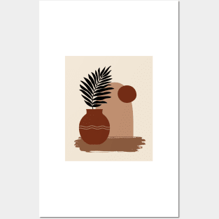 Minimal Modern  Terraccota  Pottery Abstract Leaves Shape   Design Posters and Art